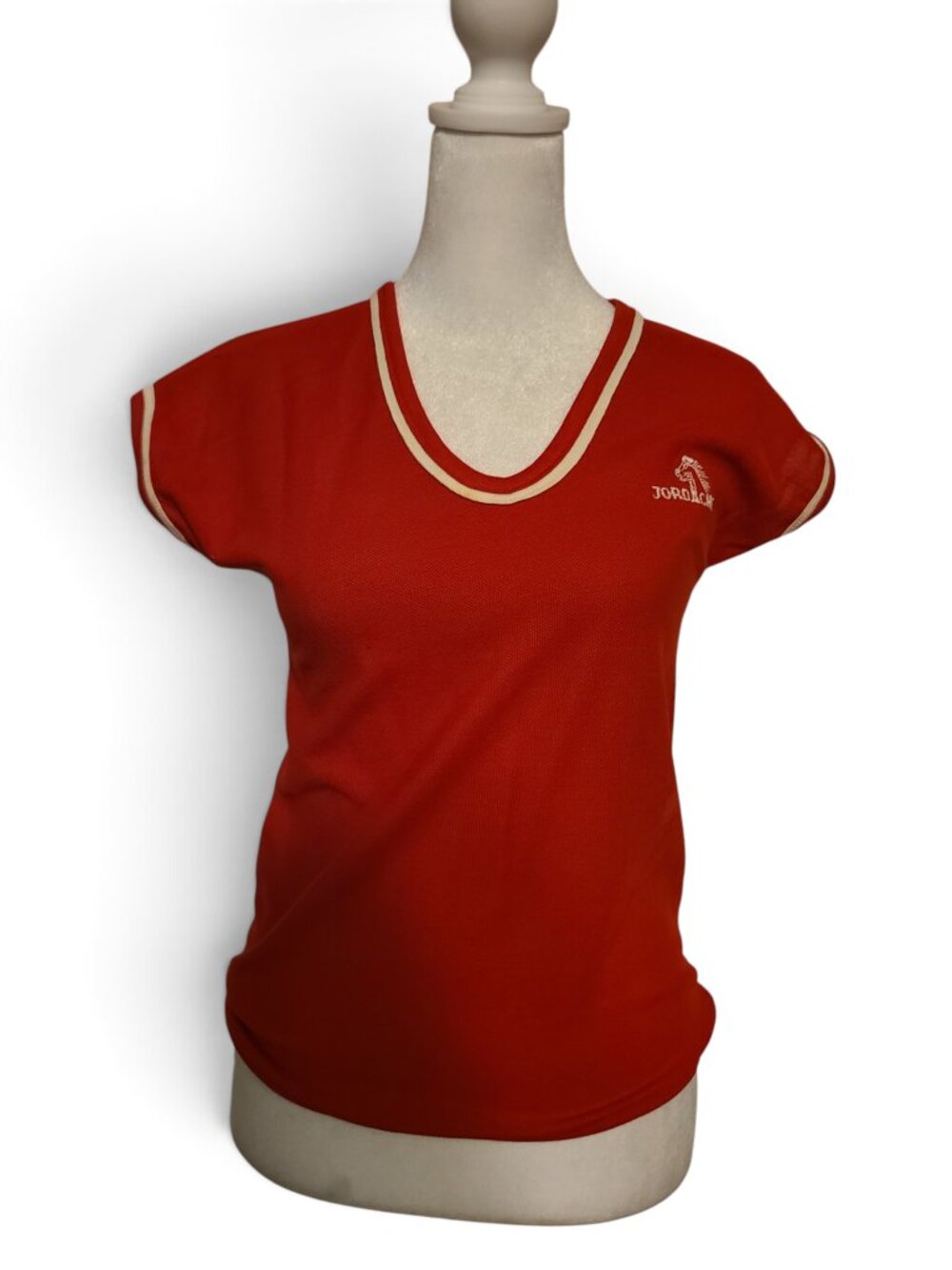 Vintage 80s 90s Jordache Red V Neck Pullover Shirt Top Size Small